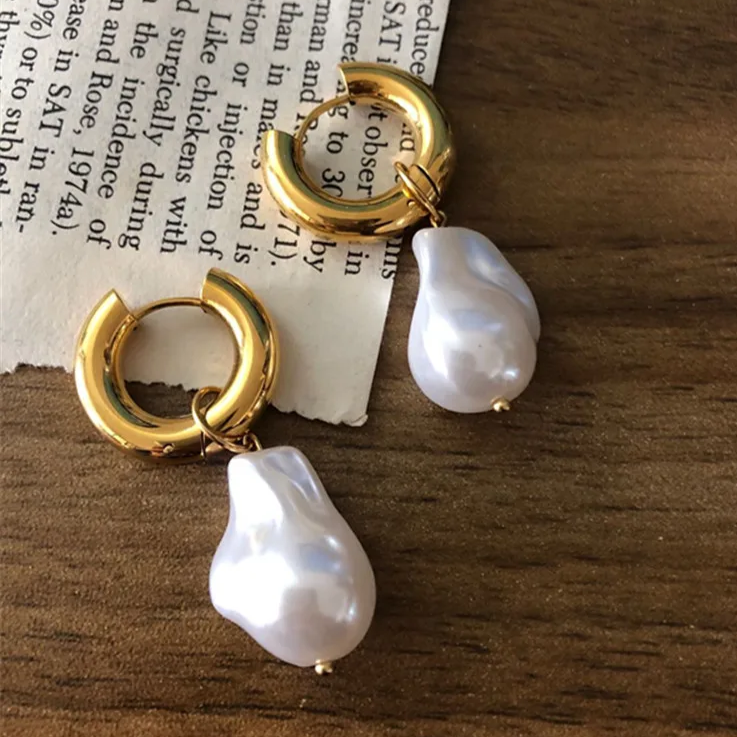 Vintage Barokke Parels Gouden Oorbellen