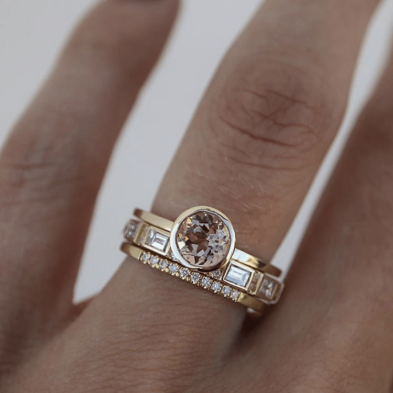 Elegante Ingelegde Kristallen Gouden Ring